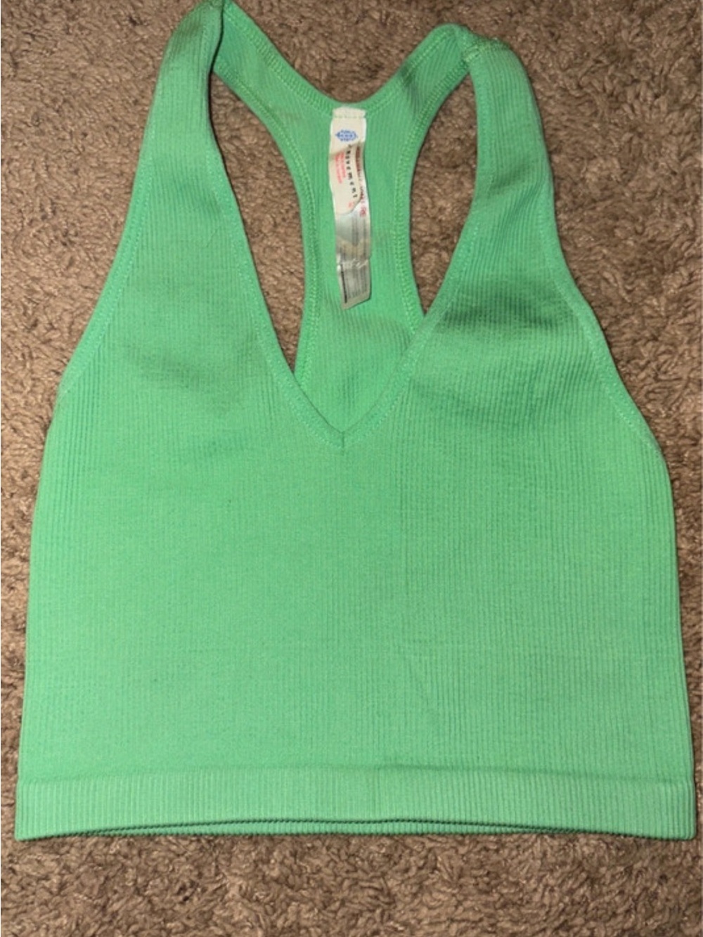 Free People Movement Green Ribbed Tank Top